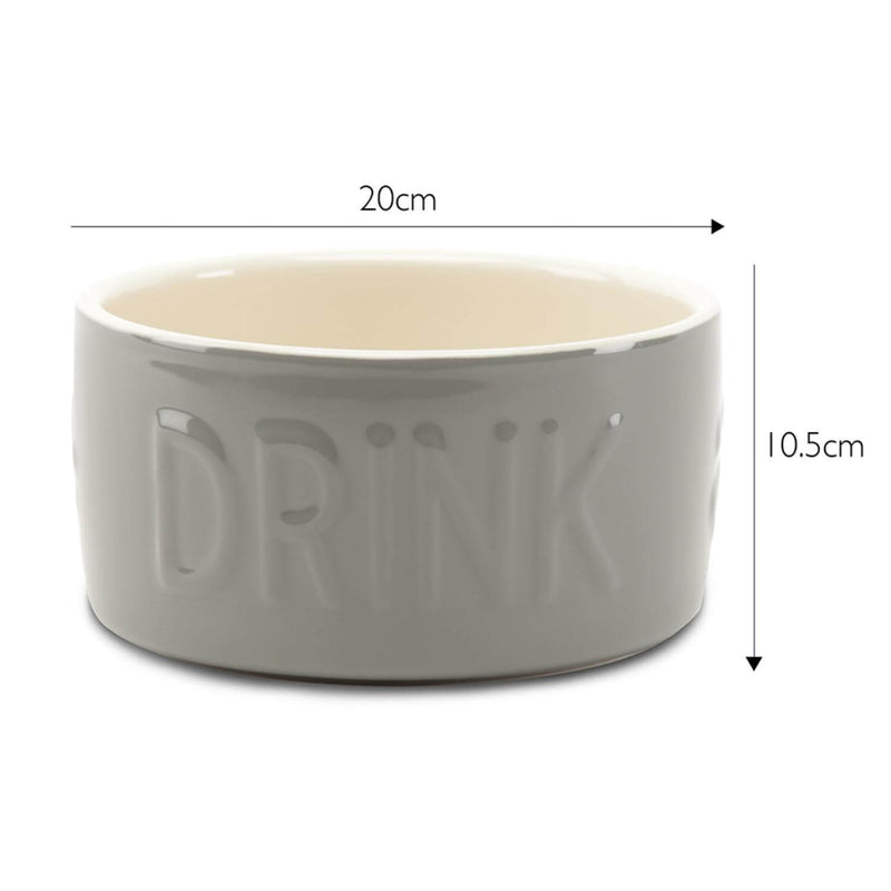 Scruffs Classic 20cm Stoneware Pet Water Bowl - Grey
