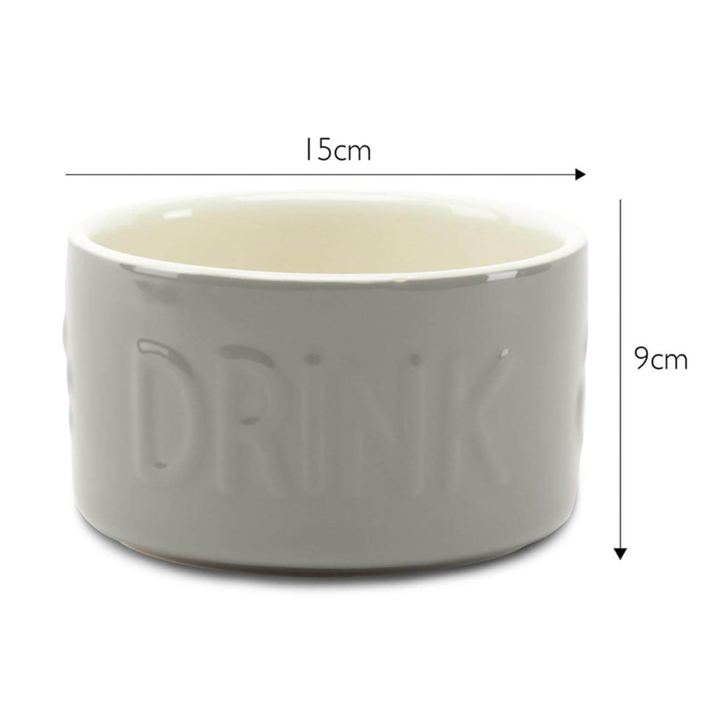 Scruffs Classic 15cm Stoneware Pet Water Bowl - Grey