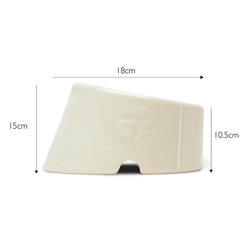 Scruffs Icon 18cm Stoneware Flat Faced Pet Food Bowl - Cream
