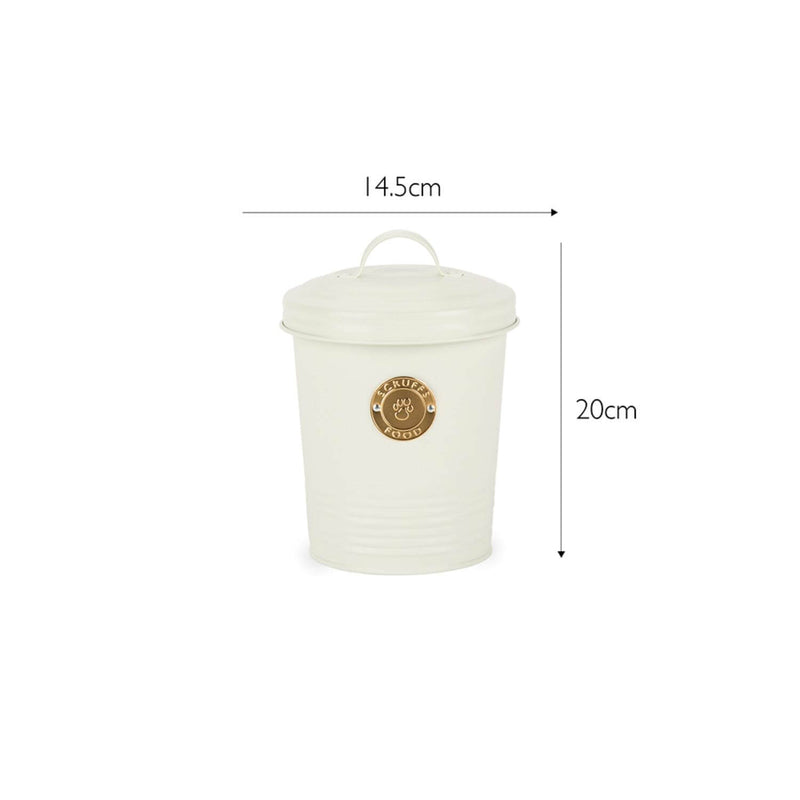 Scruffs 2 Litre Steel Pet Food Storage Cantina with Lid - Cream