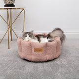 Scruffs Boucle 45cm Round Cat Bed - Blush Pink