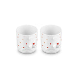 Le Creuset 350ml Stoneware Set of 2 Heart Decal Mugs - White