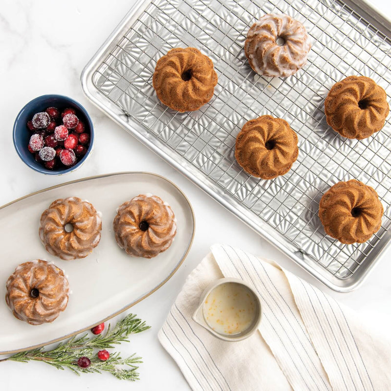 Nordic Ware Swirl Bundtlette Pan 6-Cavity Gold - Cast Aluminum Mini Bundt Cake Pan Made In USA