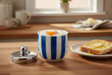 Bia International Porcelain Egg Coddler - Blue Stripe