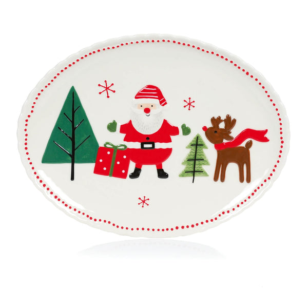 Premier Christmas 40cm Ceramic Turkey Platter - Santa