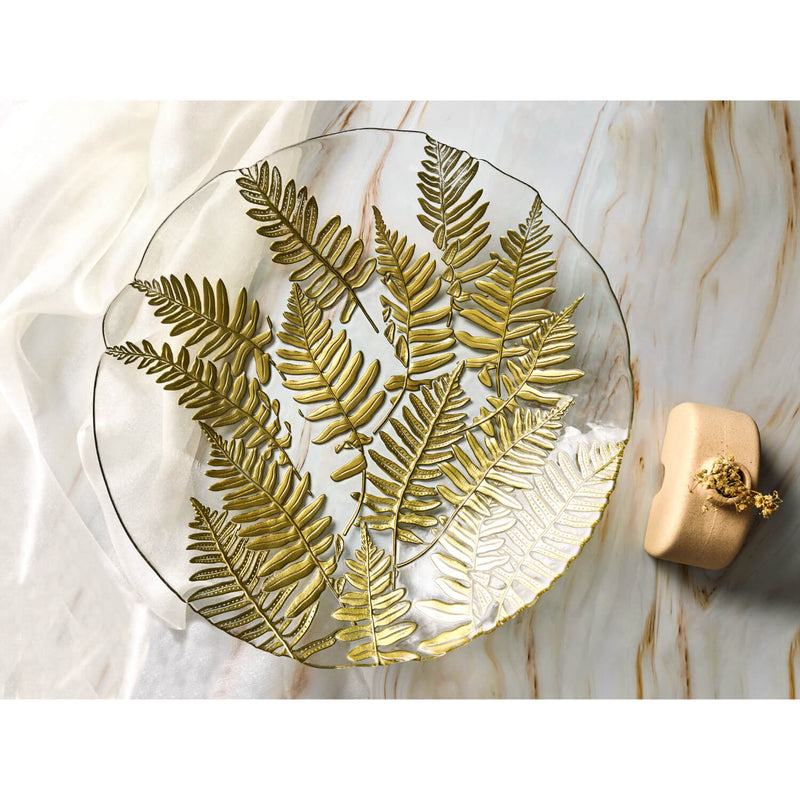 Anton Studio Designs Gold Fern Glass Bowl - 40cm