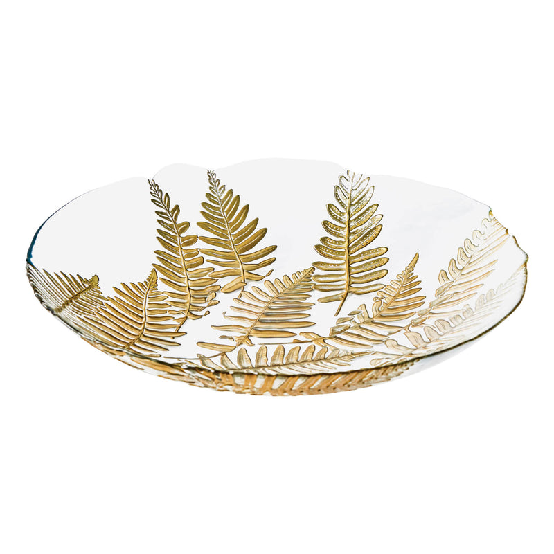 Anton Studio Designs Gold Fern Glass Bowl - 40cm