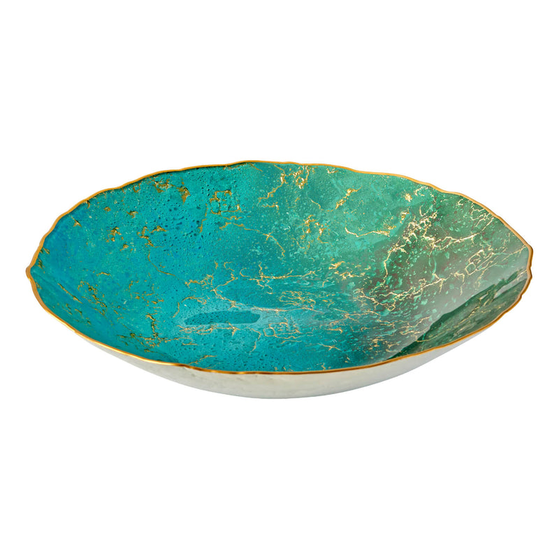 Anton Studio Designs Marbled Lagoon Glass Bowl - 39.5cm