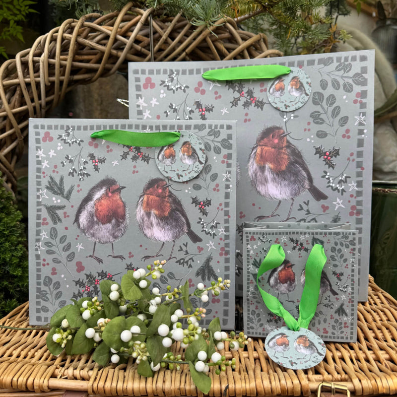 Alex Clark Christmas Medium Gift Bag - Robins