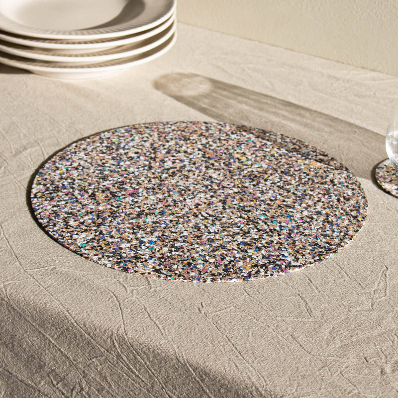 Liga Set of 4 Round Cork Placemats - Beach Clean
