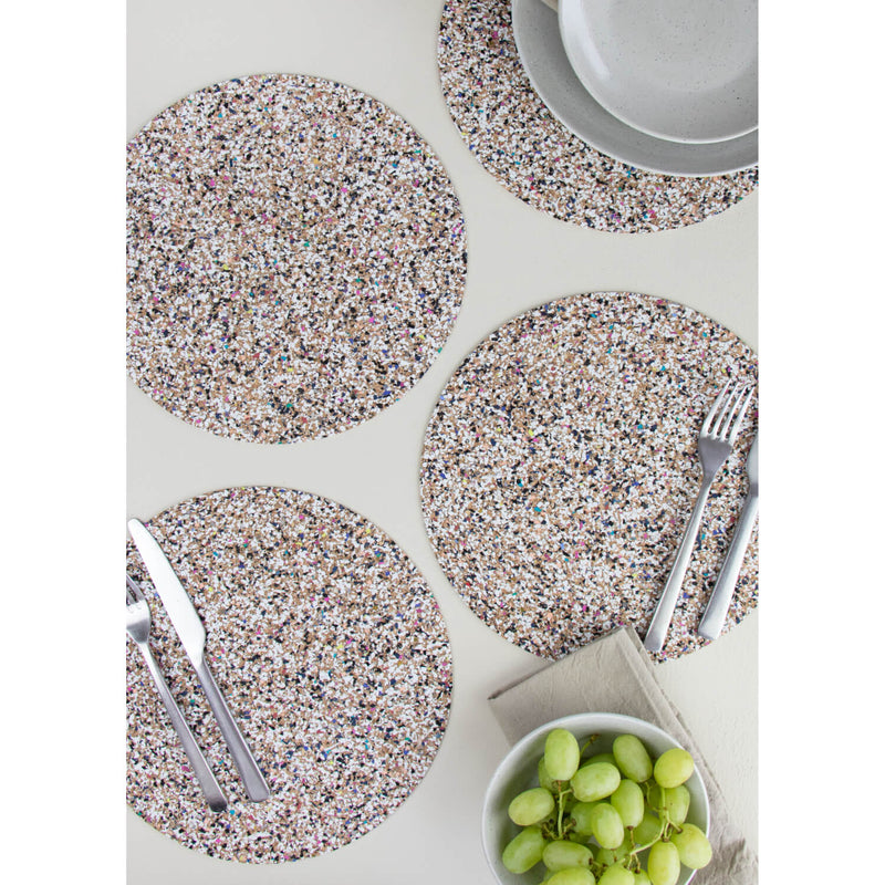 Liga Set of 4 Round Cork Placemats - Beach Clean