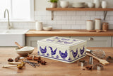 Emma Bridgewater Deep Rectangular Tin - Blue Hens