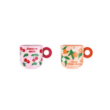 Bialetti Mercato Della Frutta Stoneware 360ml Mugs - Cherry & Orange