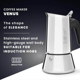 Bialetti Venus Induction 6-Cup Stainless Steel Italian Coffee Pot - Silver