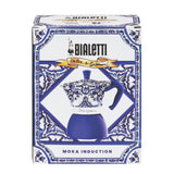 Bialetti X Dolce & Gabbana Blu Mediterraneo 4-Cup Moka Induction Italian Coffee Pot