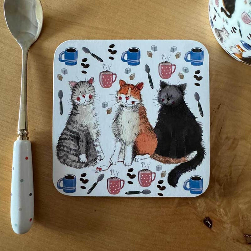 Alex Clark Coaster - Cat & Coffee