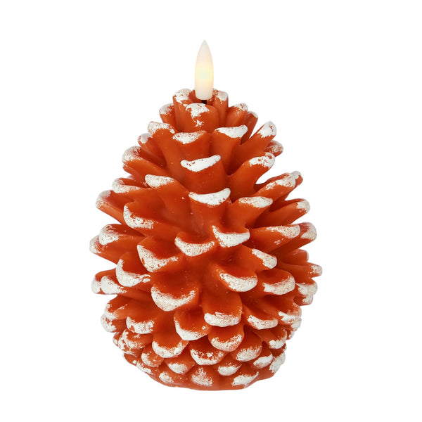 Premier Flickabright 12cm Wax Effect Led Pine Cone Candle With Timer