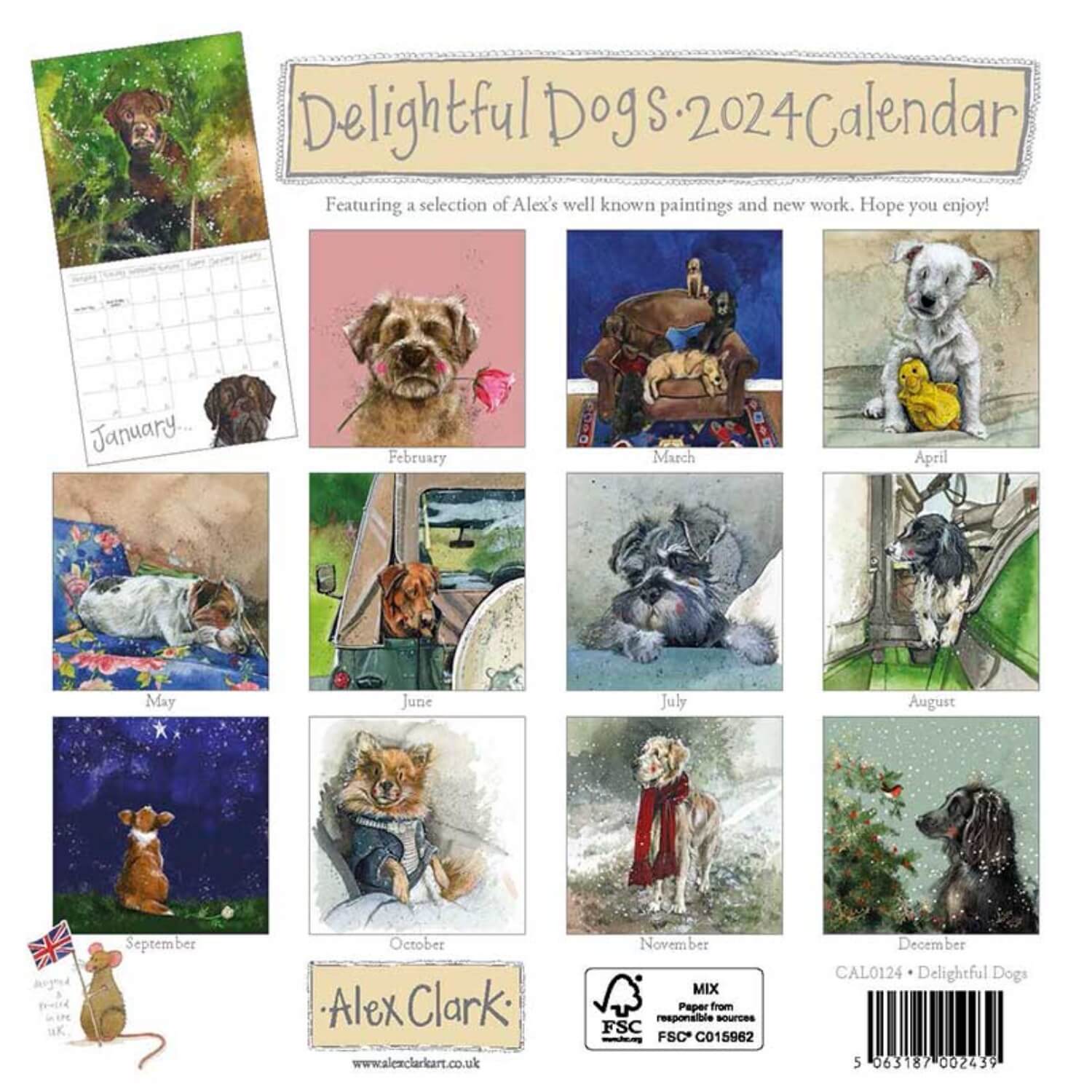 Buy Alex Clark 2024 Calendar Delightful Dogs Potters