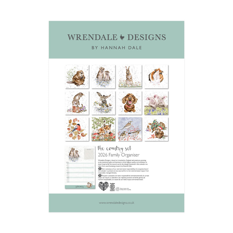 Wrendale Designs by Hannah Dale 2026 Family Calendar - The Country Set