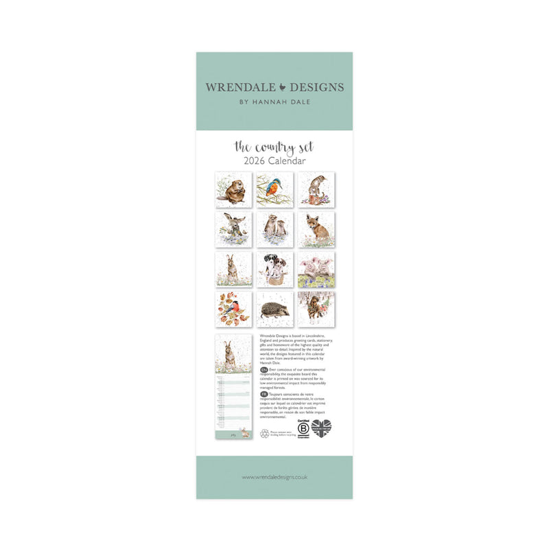 Wrendale Designs by Hannah Dale 2026 Slim Calendar - The Country Set