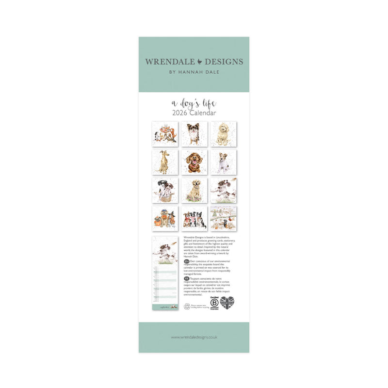 Wrendale Designs by Hannah Dale 2026 Slim Calendar - A Dog's Life