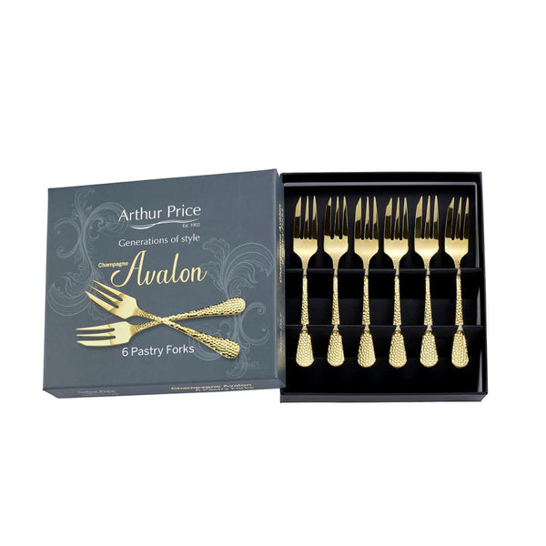 Arthur Price Champagne Avalon Stainless Steel Pastry Forks - Set of 6