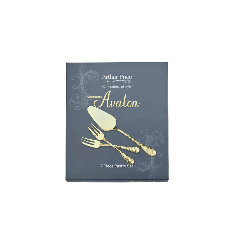 Arthur Price Champagne Avalon Stainless Steel Pastry Fork & Server Set - 7-Piece