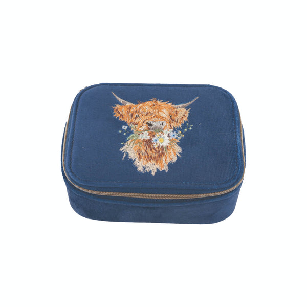 Wrendale Designs by Hannah Dale Embroidered Accessory Case - Daisy Coo - Highland Cow