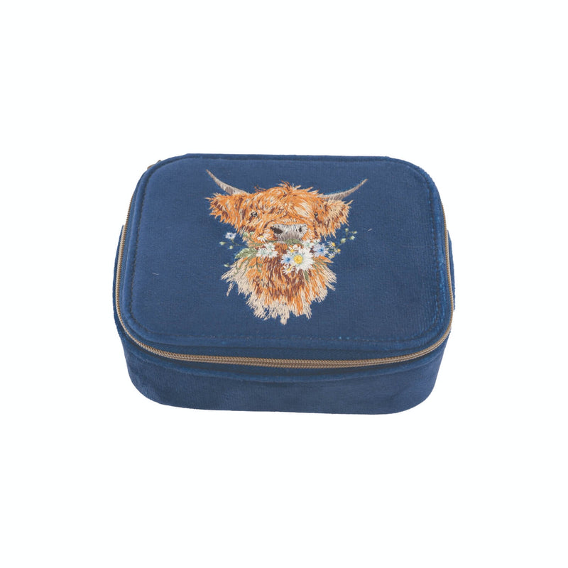 Wrendale Designs by Hannah Dale Embroidered Accessory Case - Daisy Coo - Highland Cow