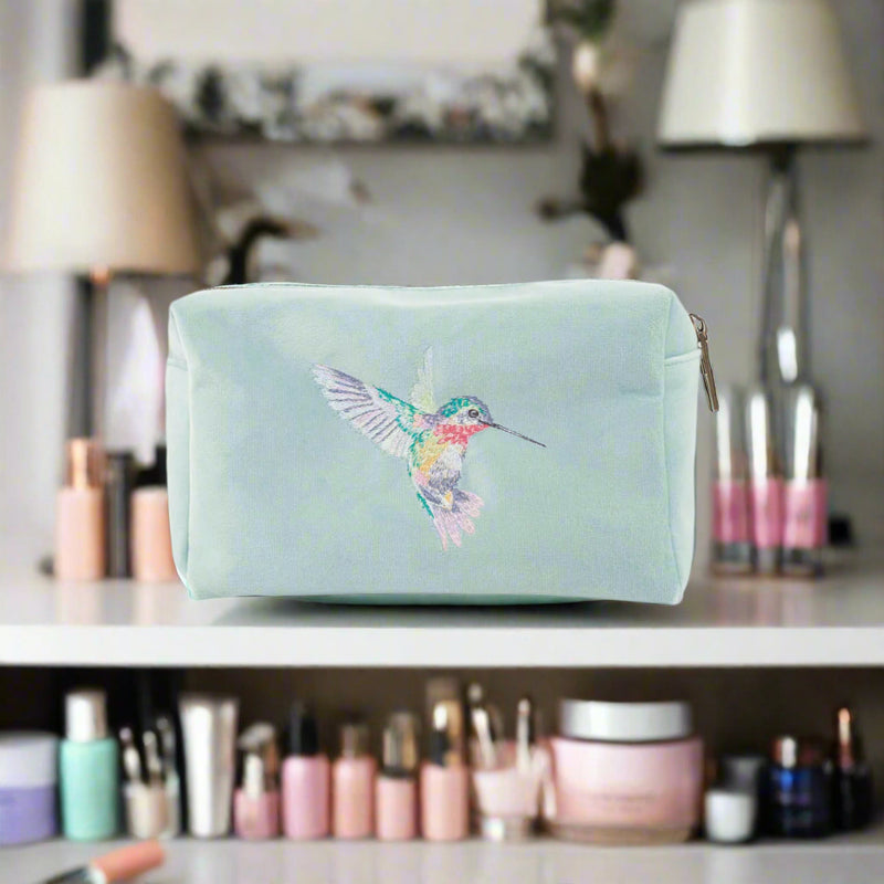Wrendale Designs by Hannah Dale Embroidered Make Up Bag - Wisteria Wishes - Hummingbird