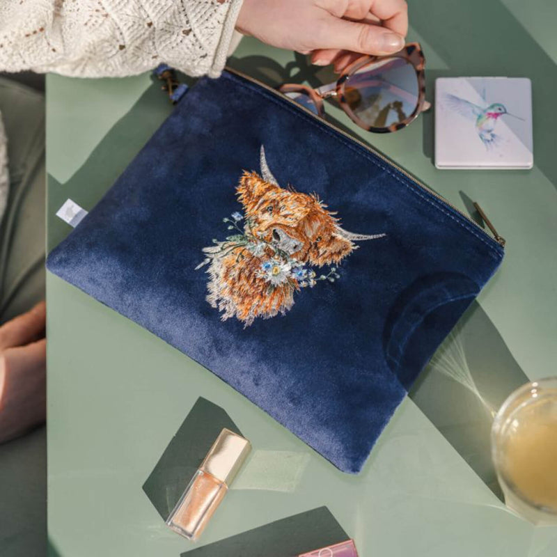 Wrendale Designs by Hannah Dale Embroidered Pouch - Daisy Coo - Highland Cow