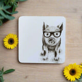 Katherine Sheard Coaster - Preston Pig With Glasses