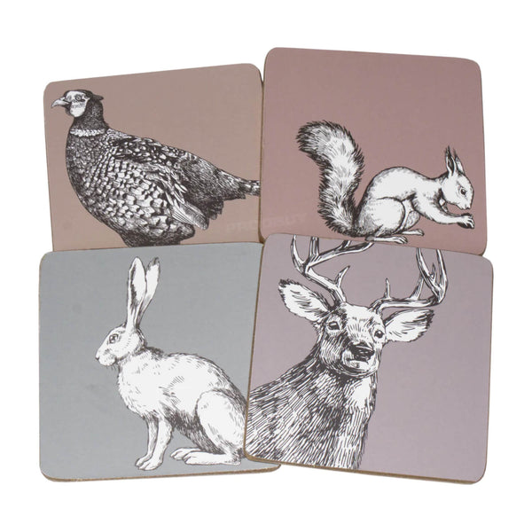 iStyle 4 Piece Square Coaster Set - Woodland Animals