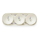 Sophie Conran Porcelain 3 Dip Bowls & Tray Set - Lavandula