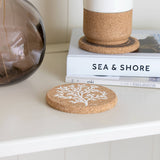 Liga Round Cork Coaster - Coral - White