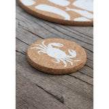 Liga Round Cork Coaster - Crab - White