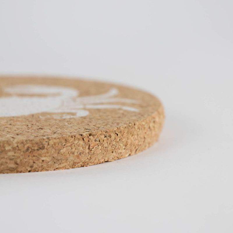 Liga Round Cork Coaster - Crab - White