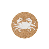Liga Round Cork Coaster - Crab - White