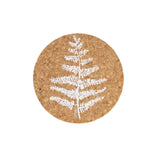 Liga Round Cork Coaster - Fern - White