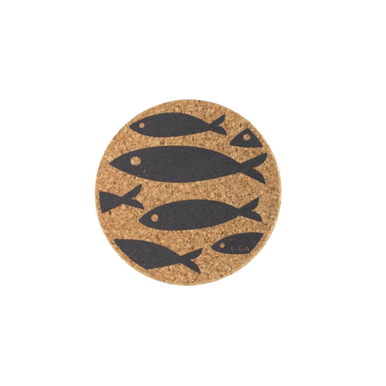 Buy Liga | Round Cork Coaster - Fish - Grey – Potters Cookshop