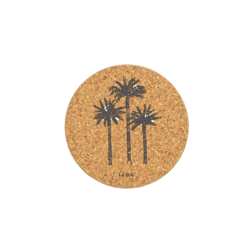 Liga Round Cork Coaster - Palm - Grey
