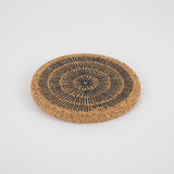 Liga Round Cork Coaster - Sandy Lines - Grey
