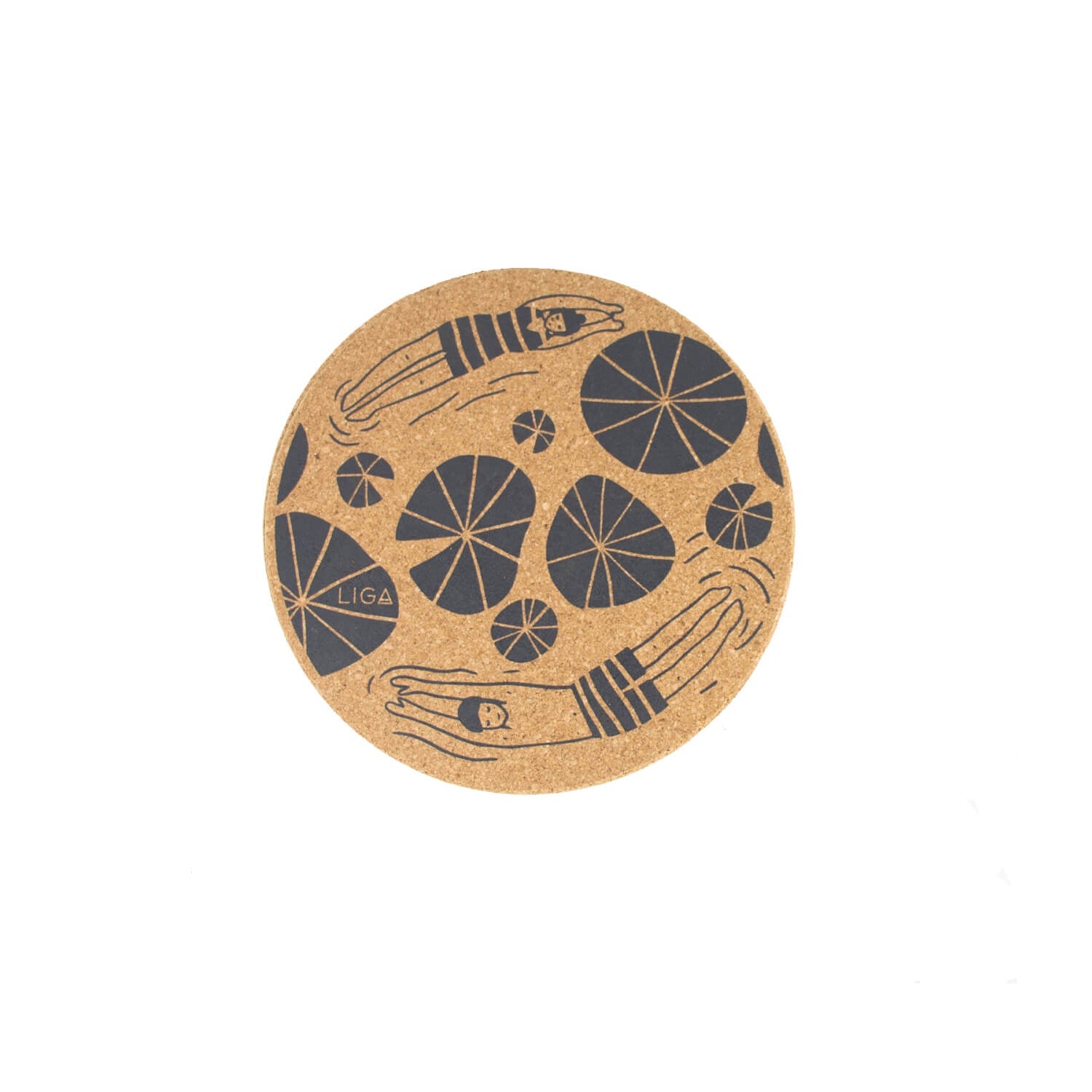 Buy Liga | Round Cork Coaster - Wild Swimmers - Grey – Potters Cookshop