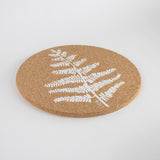 Liga Round Cork Placemat - Fern - White