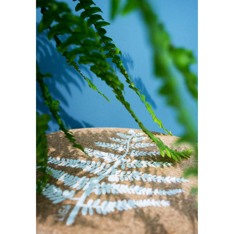 Liga Round Cork Placemat - Fern - White