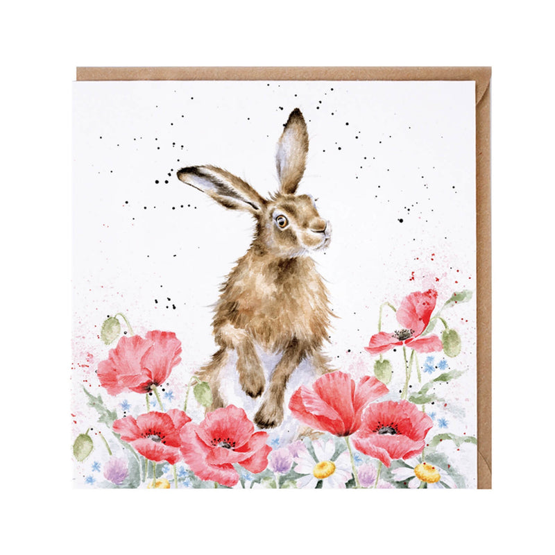 Wrendale Designs By Hannah Dale Card - Field Of Flowers - Hare