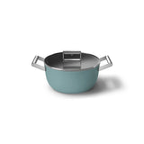 Smeg Cookware 24cm Non-Stick Ceramic Coated Casserole Pan - Matte Emerald Green