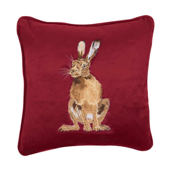 Wrendale Designs by Hannah Dale Embroidered Cushion - Golden Hour - Hare