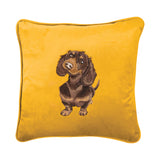 Wrendale Designs by Hannah Dale Embroidered Cushion - Little Sausage - Dachshund