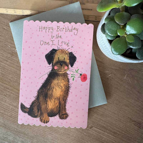 Alex Clark Doodles Card - To The One I Love - Border Terrier